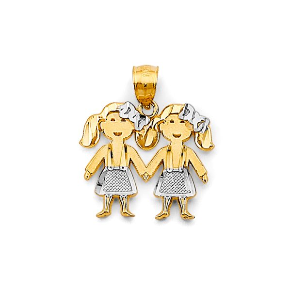 14K 2T Girl-Girl Pendant