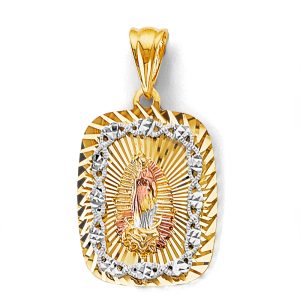 14K 3C Stamp Guadalupe Pendant