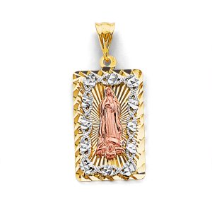 14K 3C Stamp Guadalupe Pendant