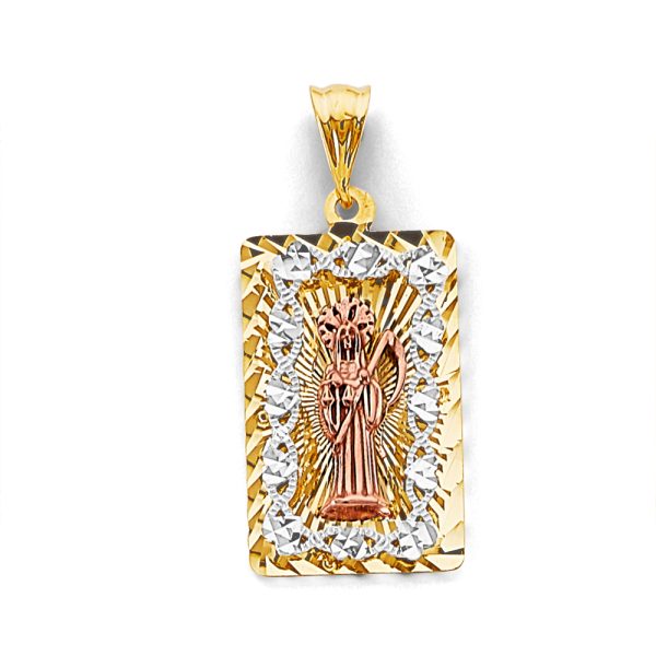 14K 3C Stamp Santa Muerte Pendant