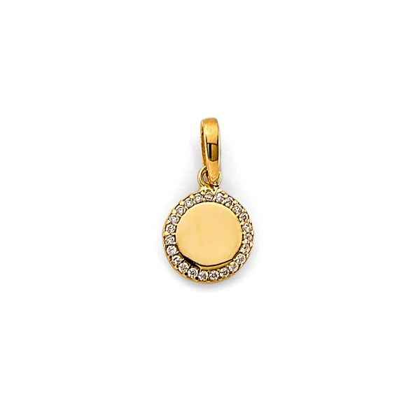 14KY CZ Engravable Plain Pendant