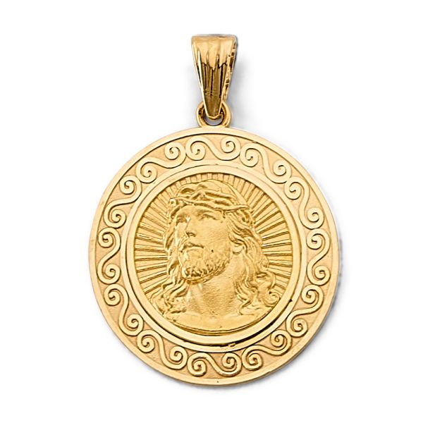 14KY Round Jesus Pendant