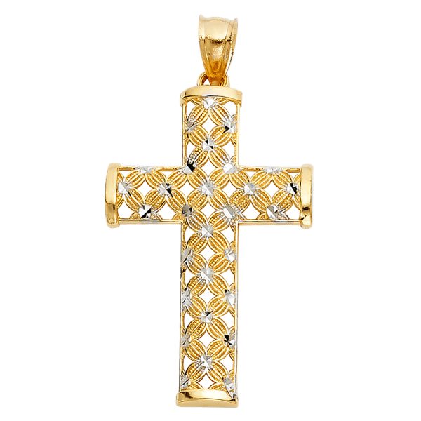 14K 2T Cross Religious Pendant