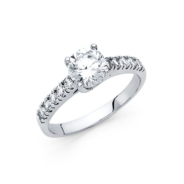 14KW CZ Engagement Ring (RG13W)