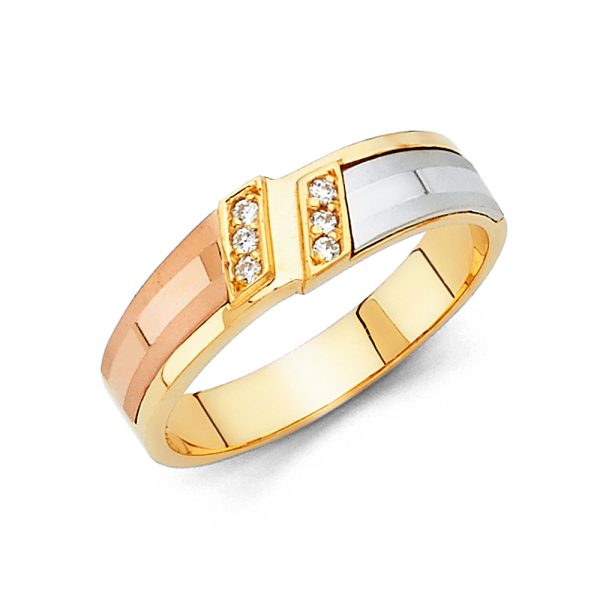 14K 3C CZ Men's Wedding Band (RG93)