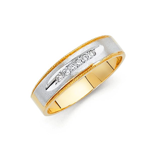 14K 2T CZ Men's Wedding Band (RG133)