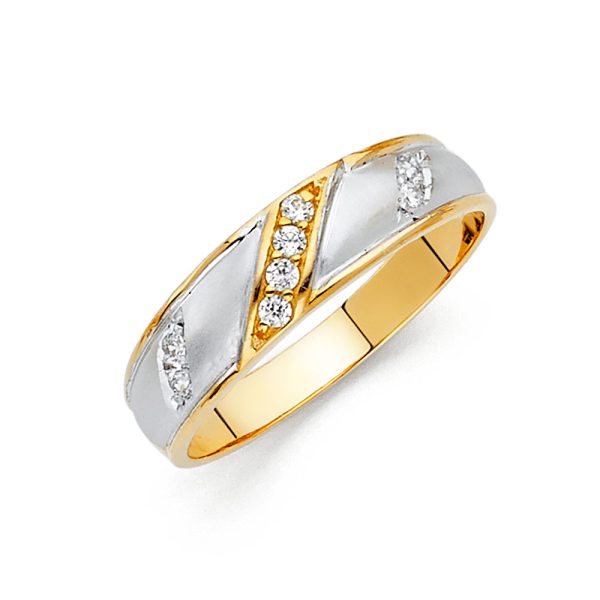 14K 2T CZ Men's Wedding Band (RG135)