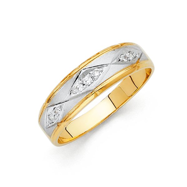 14K 2T CZ Men's Wedding Band (RG137)