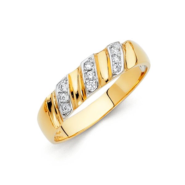 14K 2T CZ Men's Wedding Band (RG147)