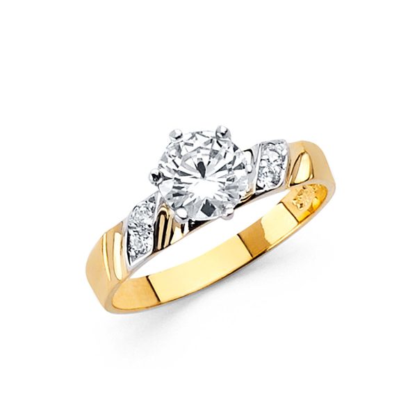 14K 2T CZ Engagement Ring