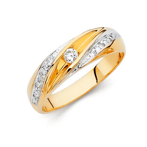 14K 2T CZ Men's Wedding Band (RG149)