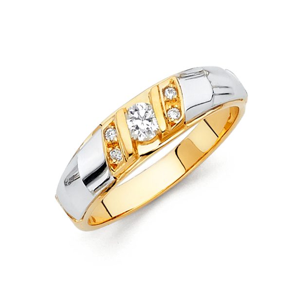 14K 2T CZ Men's Wedding Band (RG153)