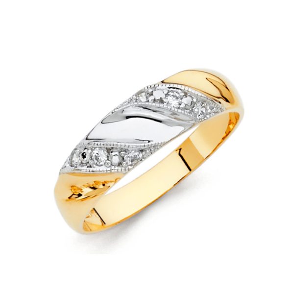 14K 2T CZ Men's Wedding Band (RG155)