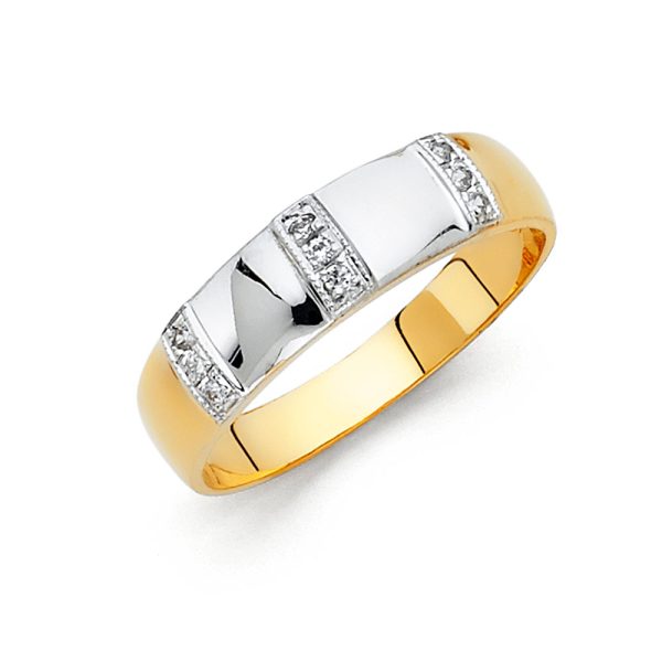 14K 2T CZ Men's Wedding Band (RG161)