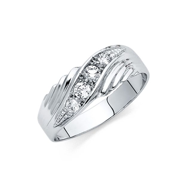 14KW CZ Men's Wedding Band (RG163)