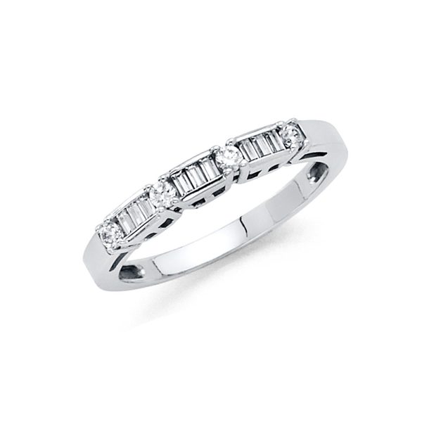 14KW CZ Ladies Wedding Band