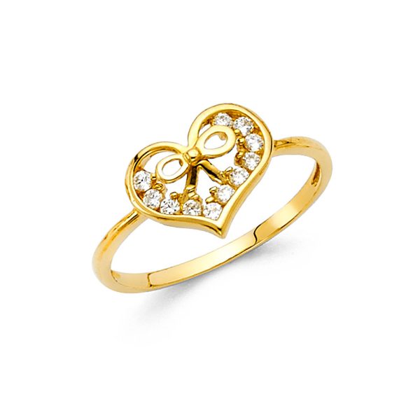 14KY CZ Heart Ring (RG314)