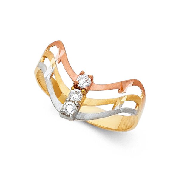 14K 3C Semanario CZ Ring (RG575)