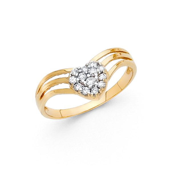 14K 2T Heart CZ Ring (RG625)