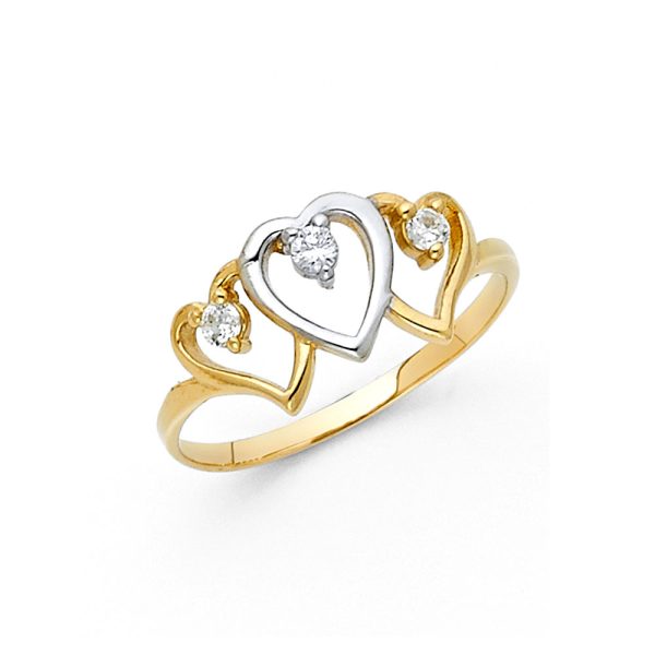 14K 2T Heart CZ Ring (RG627)