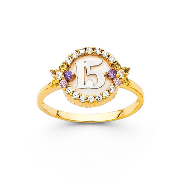 14K 2T 15 Years CZ Ring (RG679)