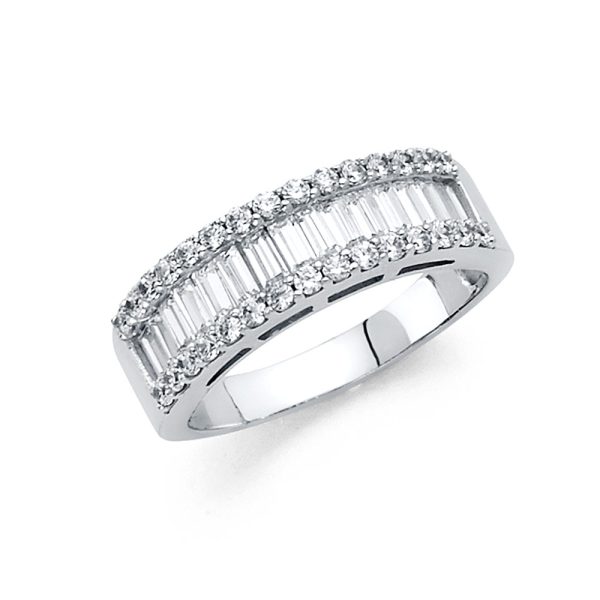 14KW CZ Ladies Wedding Band