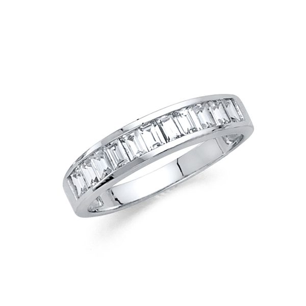 14KW CZ Ladies Wedding Band