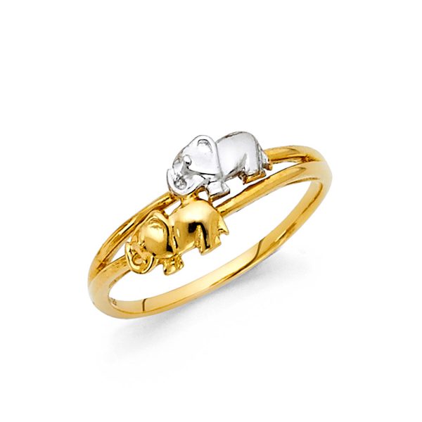 14K 2T Elephant CZ Ring