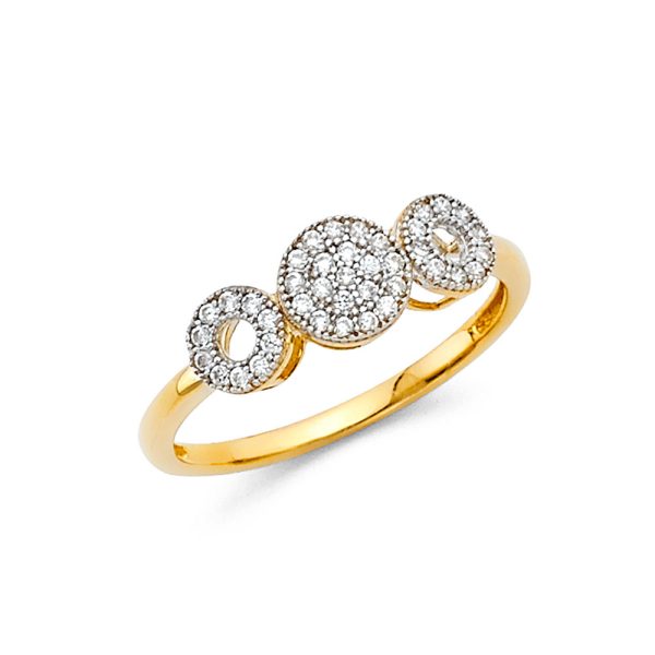 14K 2T Circle CZ Ring