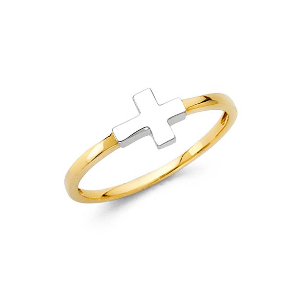 14K 2T Cross Ring