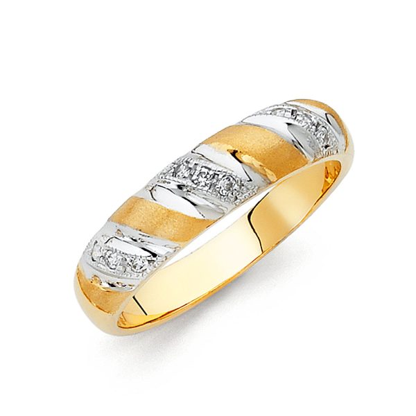 14K 2T CZ Men's Wedding Band