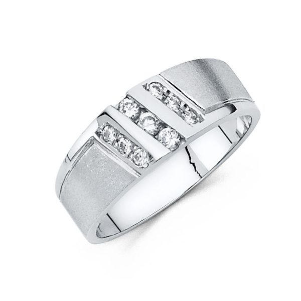 14KW CZ Men's Wedding Band