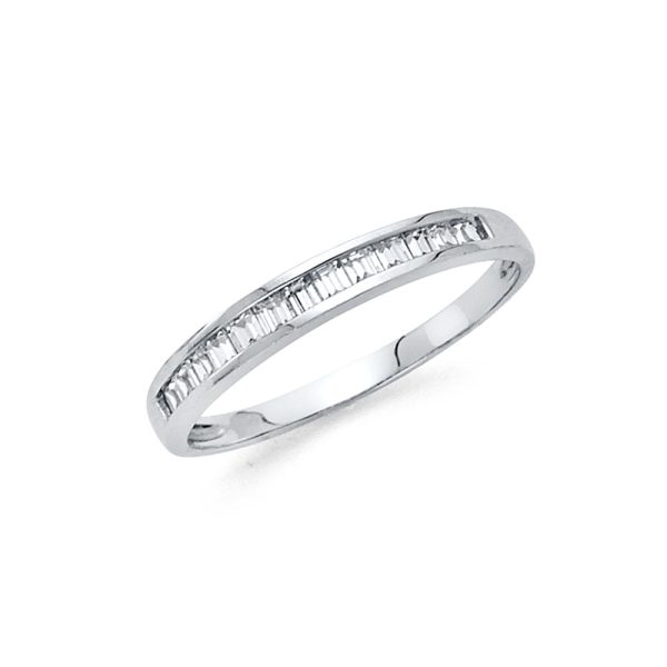 14KW CZ Ladies Wedding Band