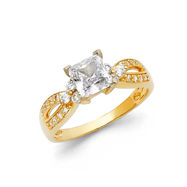 14KY CZ Princess Engagement Ring