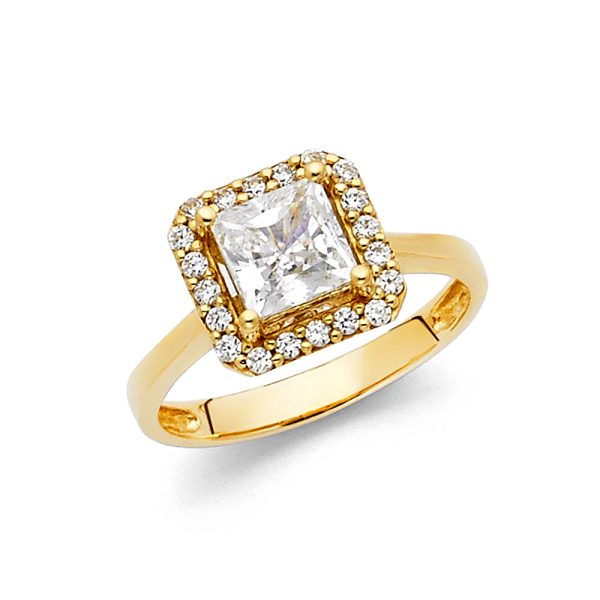 14KY CZ Princess Engagement Ring