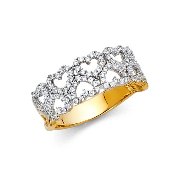 14K 2T CZ Fancy Ring