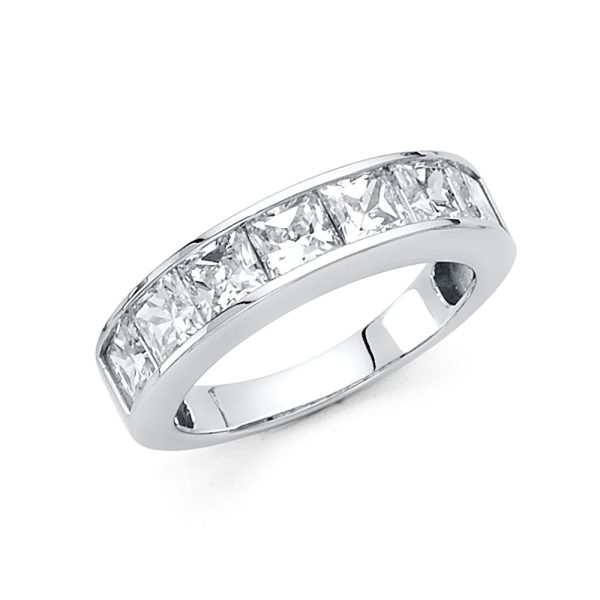 14KW CZ Ladies Wedding Band