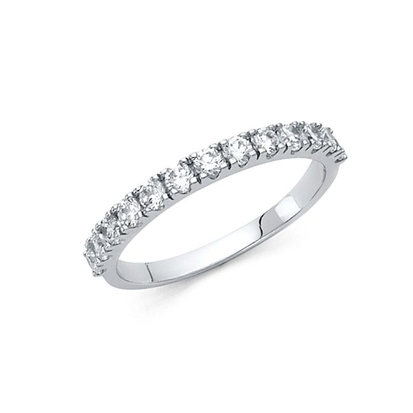 14KW CZ Ladies Wedding Band