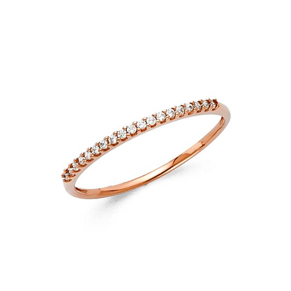 14K Pink CZ Ladies Wedding Band