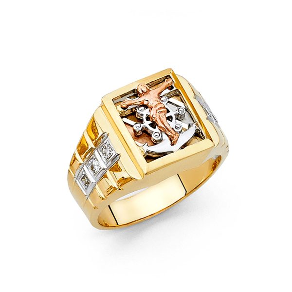 14K 3C CZ Men's Ring