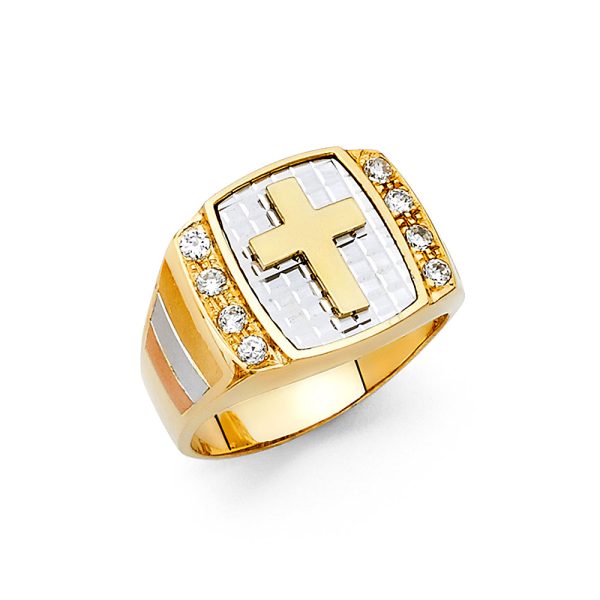 14K 2T CZ Men's Ring