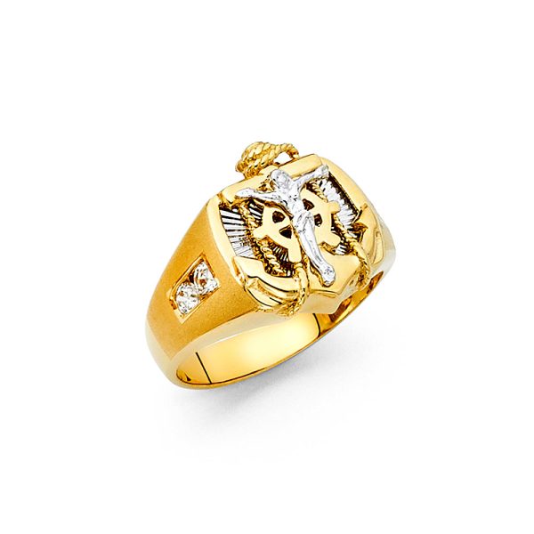 14K 2T CZ Men's Ring