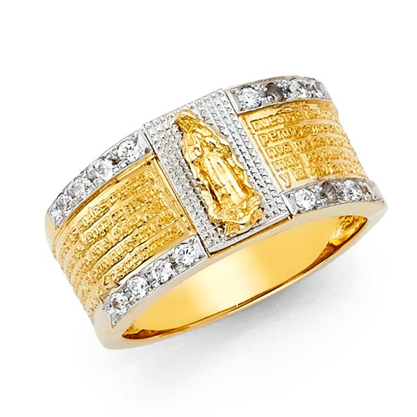 14K 2T CZ Religious Men's Ring