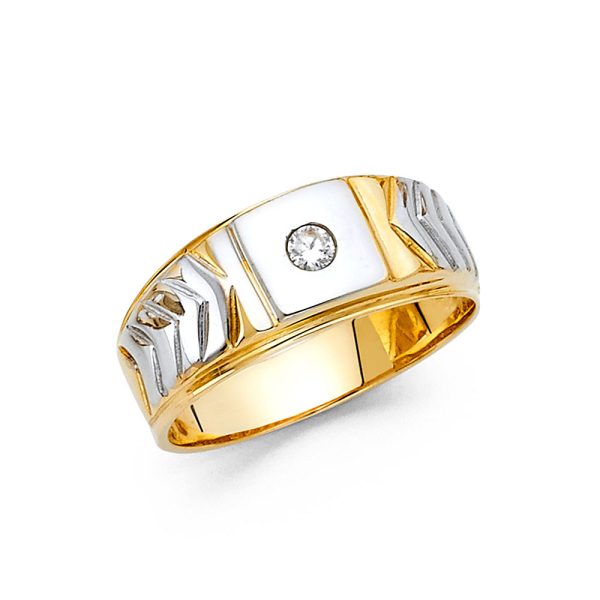 14K 2T CZ Men's Ring