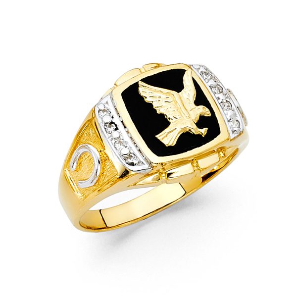 14KY Onyx Eagle Men's Ring