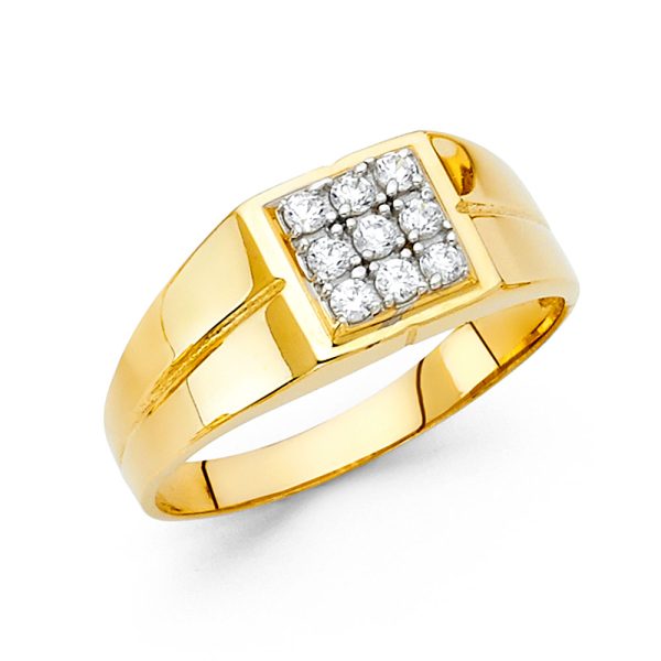 14K 2T CZ Men's Ring