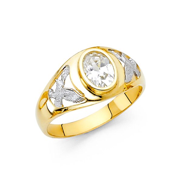 14K 2T CZ Men's Ring