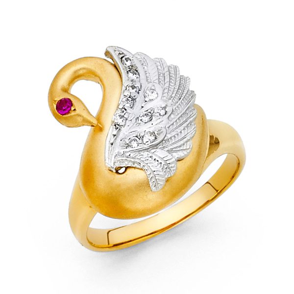 14K 2T CZ Fancy Goose Ring