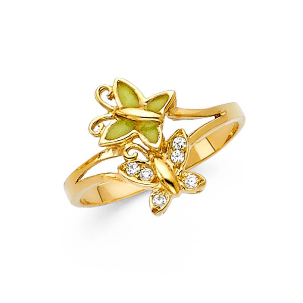 14KY CZ Glow in Dark Butterfly Ring