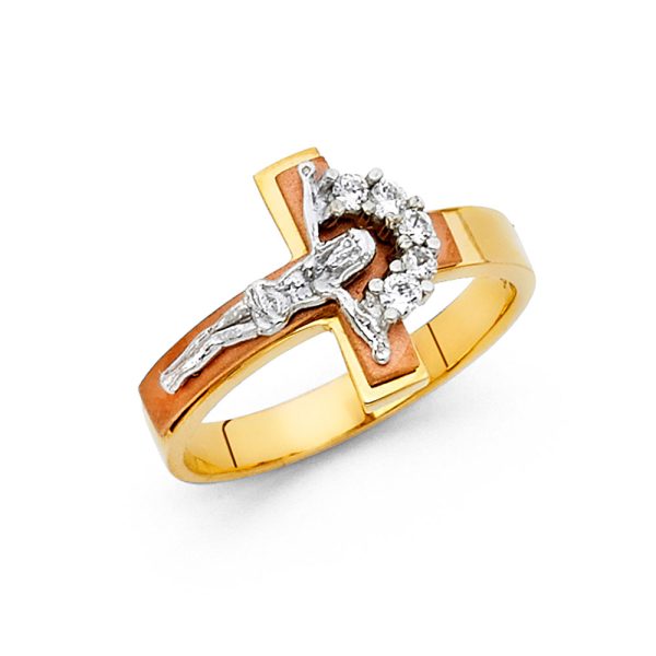 14K 2T Crucifix Ring